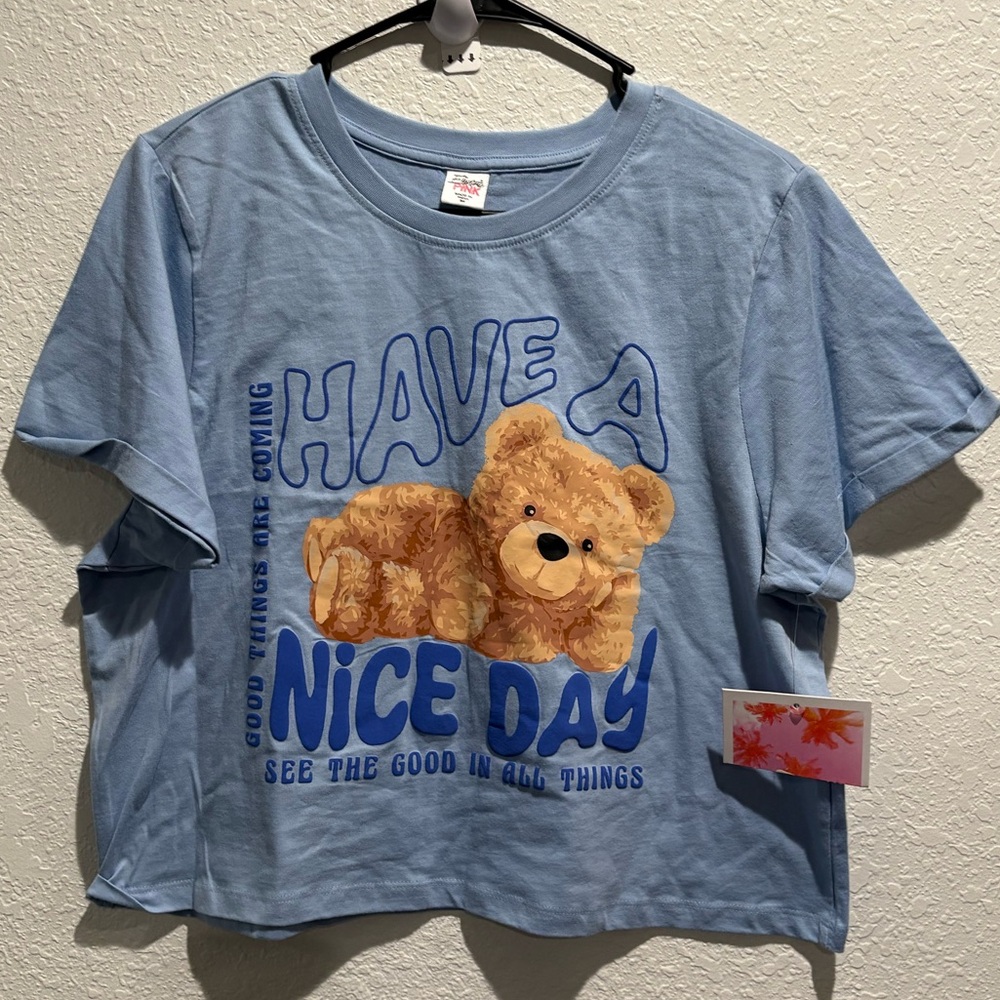 ELECTRIC PINK HAVE A NICE DAYā SHIRT WITH BEAR ** MEDIUM** NWT